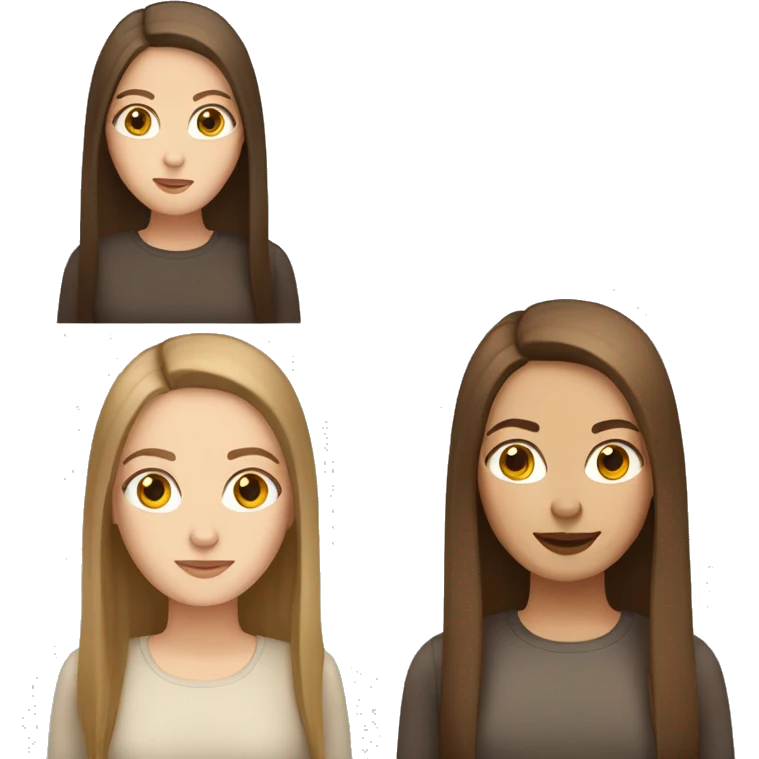 White girl, long straight brown hair emoji