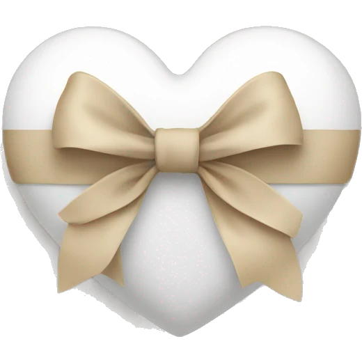 white heart with beige bow emoji