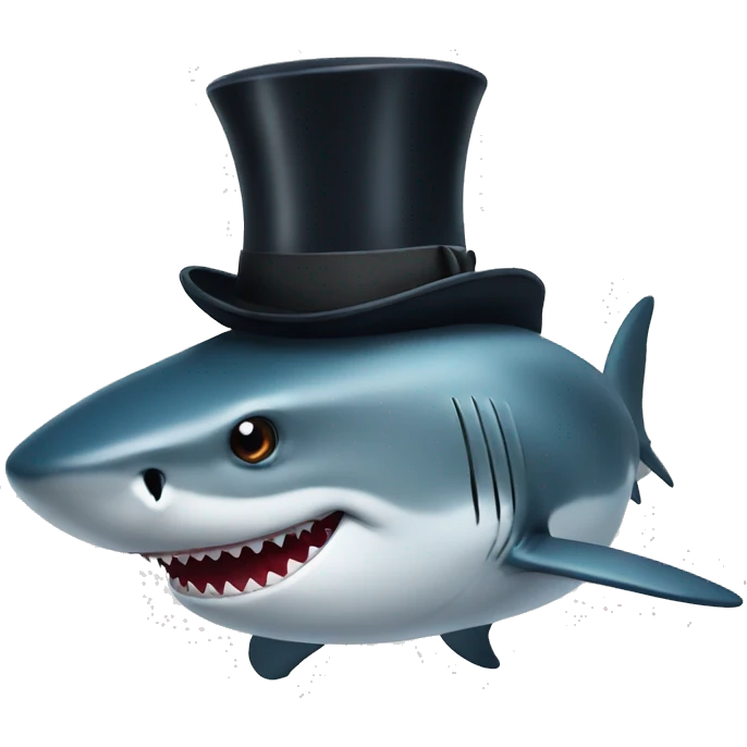 Shark with a top hat emoji