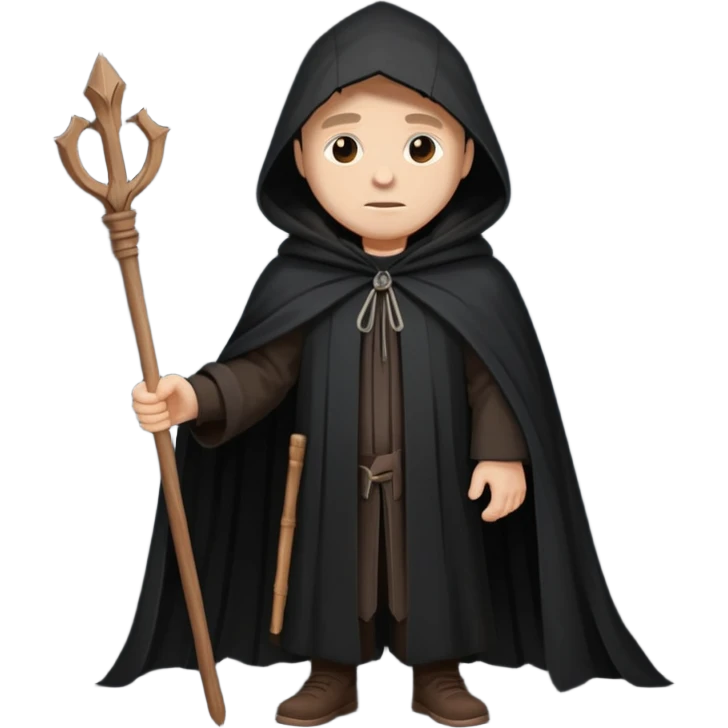 A wandering philosopher in a long black cloak with a staff emoji