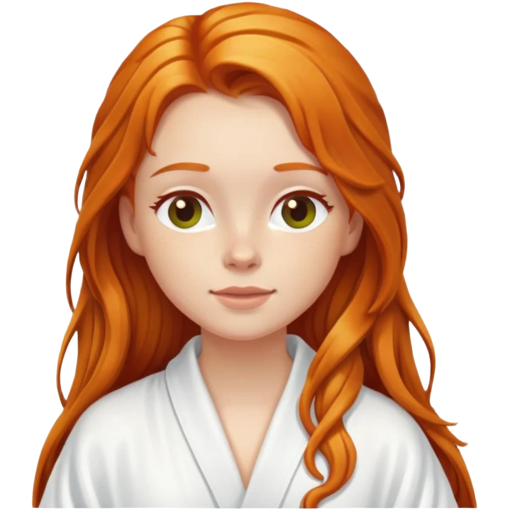 Ginger girl in white robe long wet hair relaxing emoji