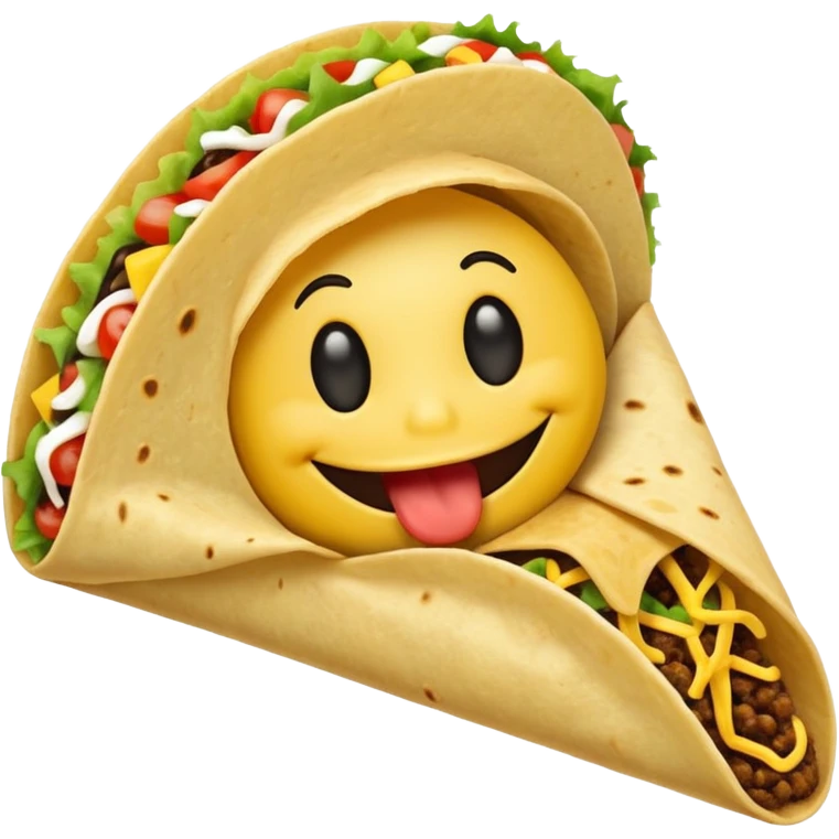Smiley face eating a big toe taco emoji