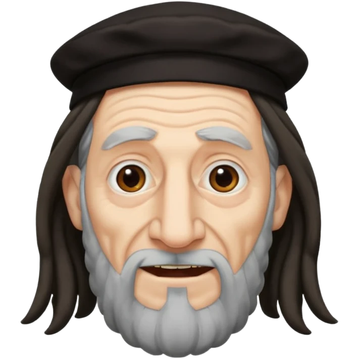 Jewish elderly man emoji with long dread hair on the sides and jewish hat, long big nose and crooked teeth emoji
