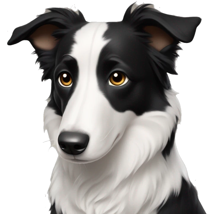 black short hair border collie with white neck and black nose floppy ears emoji