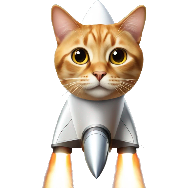 A cat up in a rocket emoji