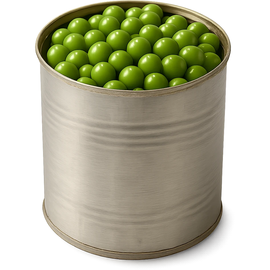 Realistic style jar of canned peas, natural details, no background. emoji