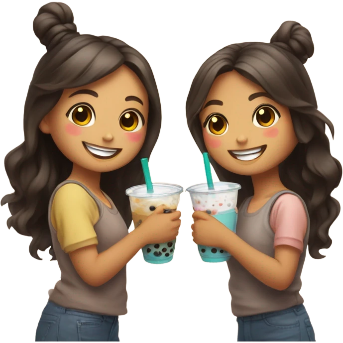 Two girls drinking boba tea emoji