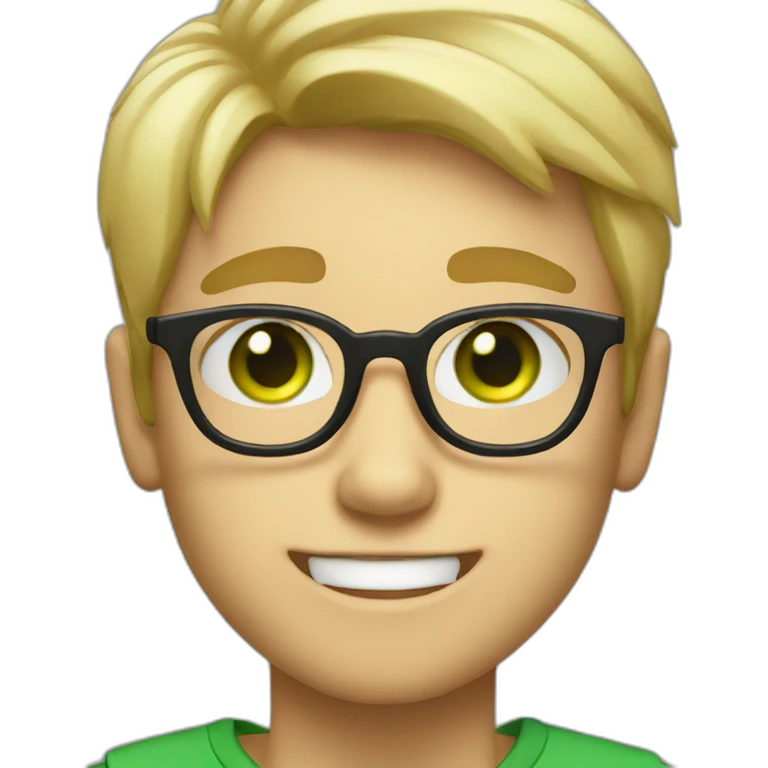 Blondie Boy with glasses and green eyes wink emoji