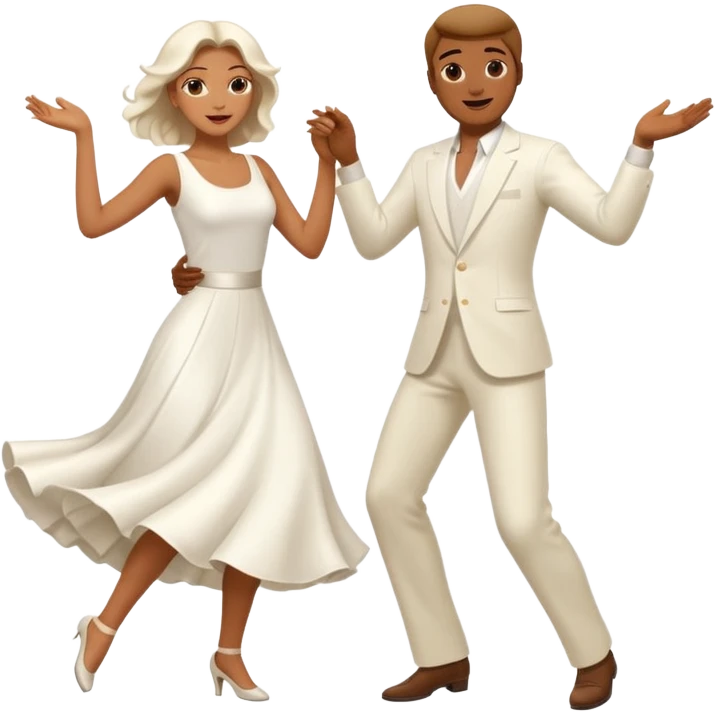 Man and woman dancing white emoji