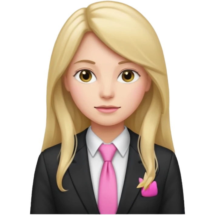 long haired woman with pink tie and blazer emoji