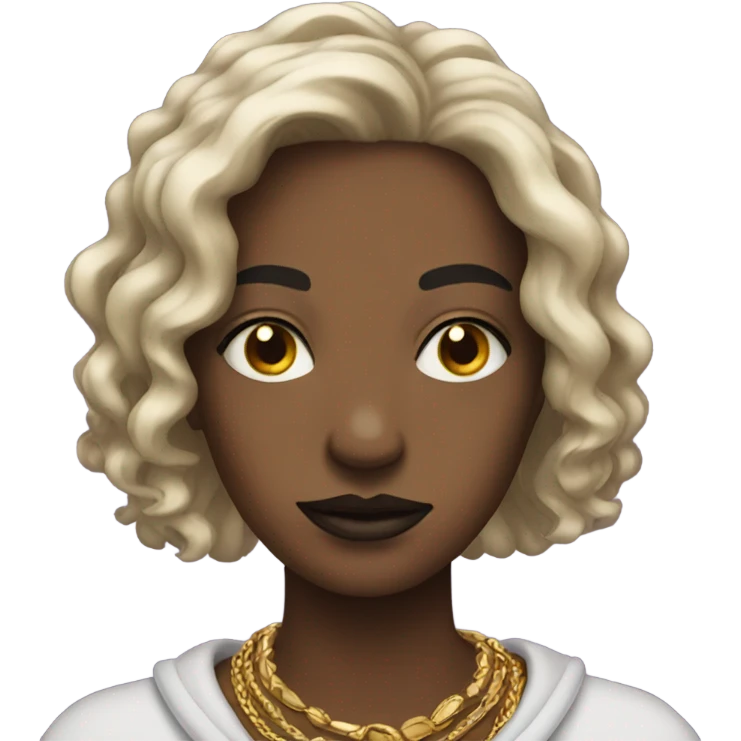 Raven wearing gold necklace emoji