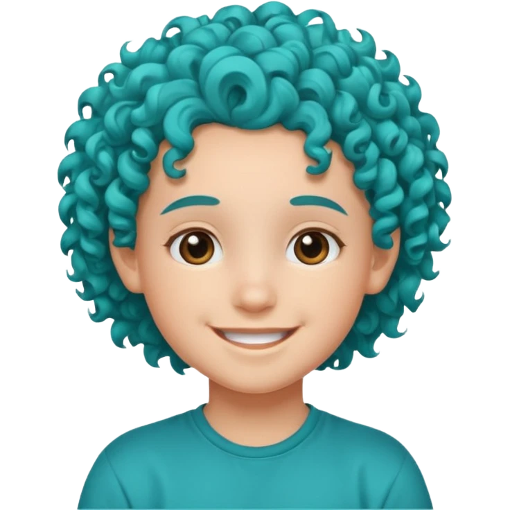 curly turqoise haired kid emoji