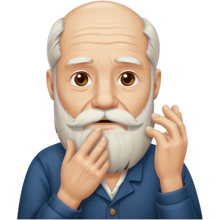 Old man stroking his beard with hand emoji