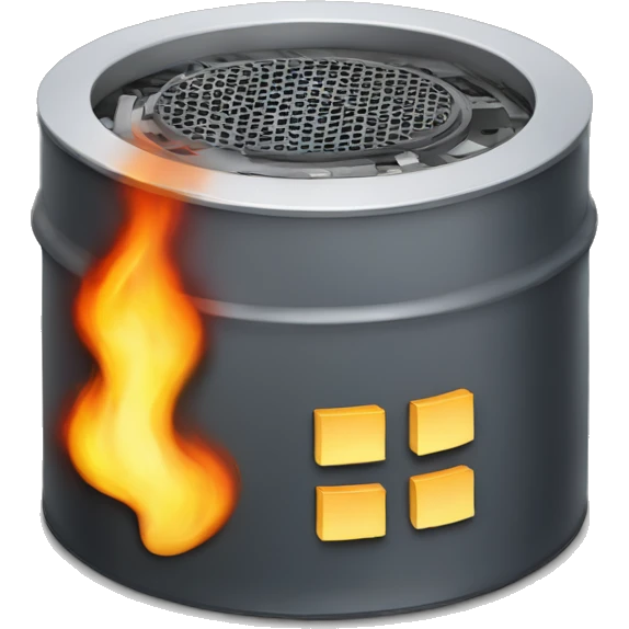 Computer database on fire emoji