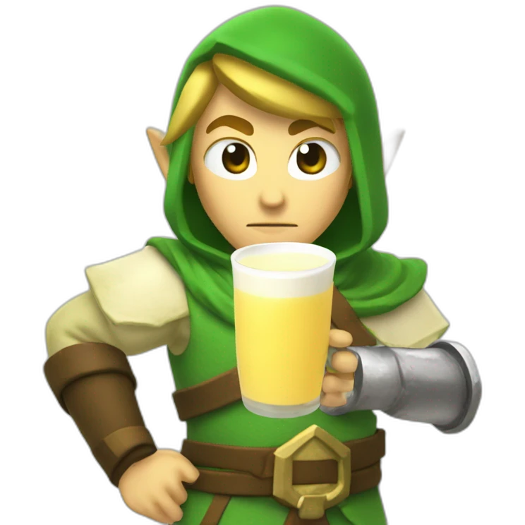 Zelda swordsman drinking a milk bottle  emoji