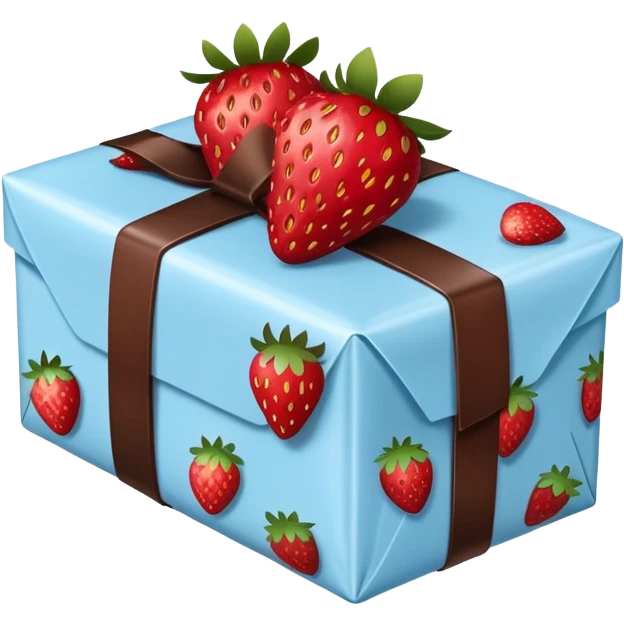 a pale blue package in Strawberries in chocolate emoji