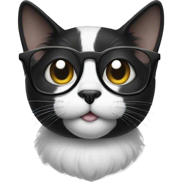 Black and white cat with glasses  emoji