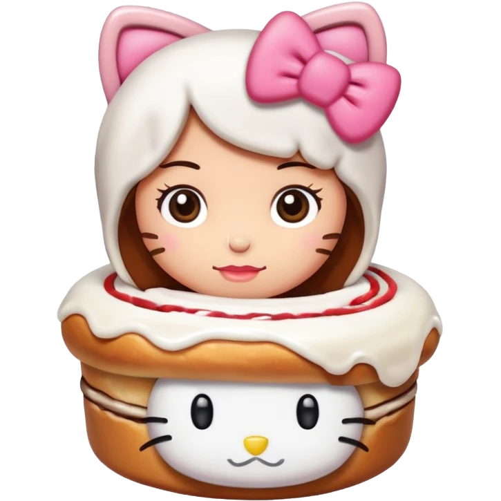 Cinnamon roll With hello kitty and Carmi ￼ emoji