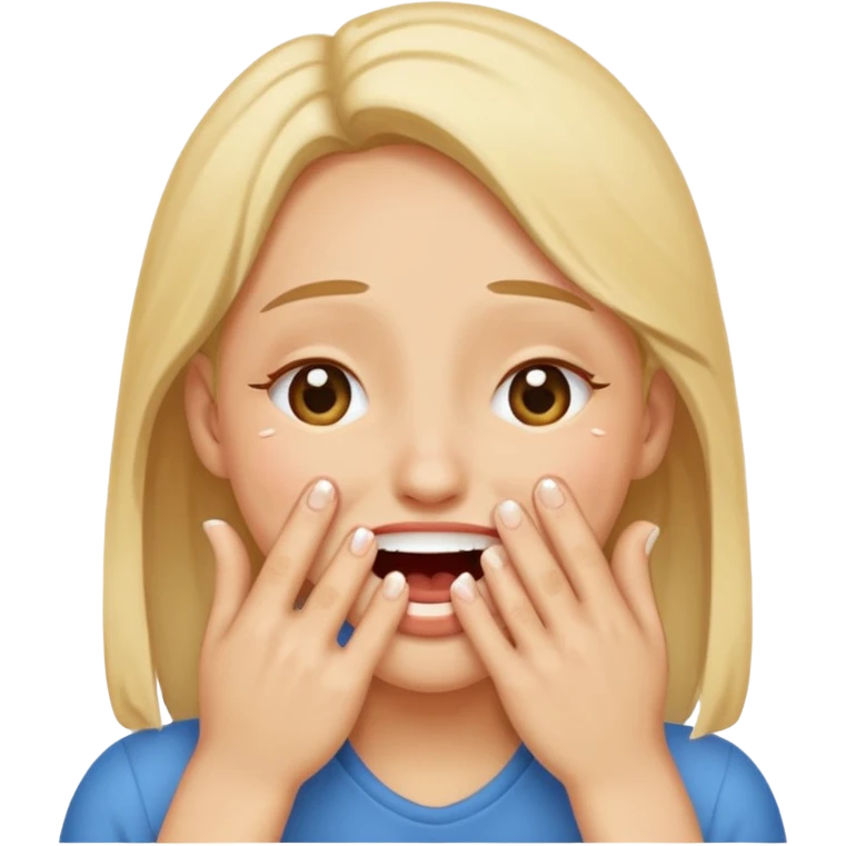 Laughing with tears and hands over mouth emoji