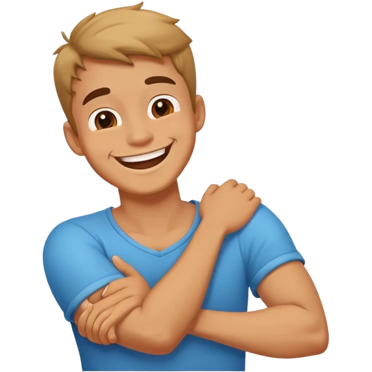 arms crossed holding neck laughing guy emoji