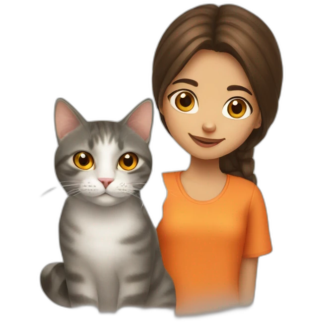 Pakistani girl and orange cat emoji