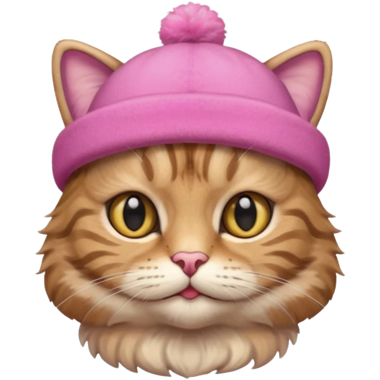 un gato con sombrero rosado emoji