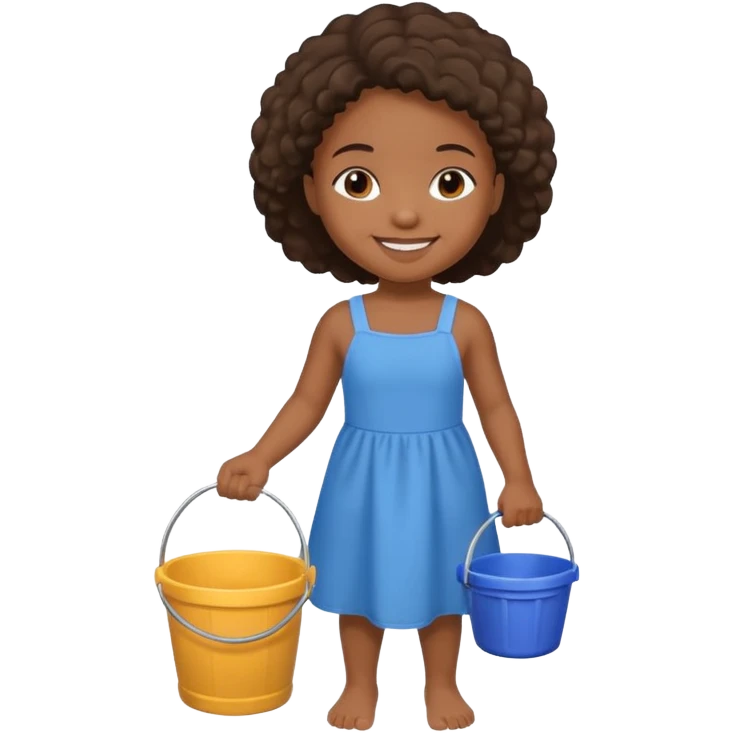 black kid girl with toy sand bucket emoji