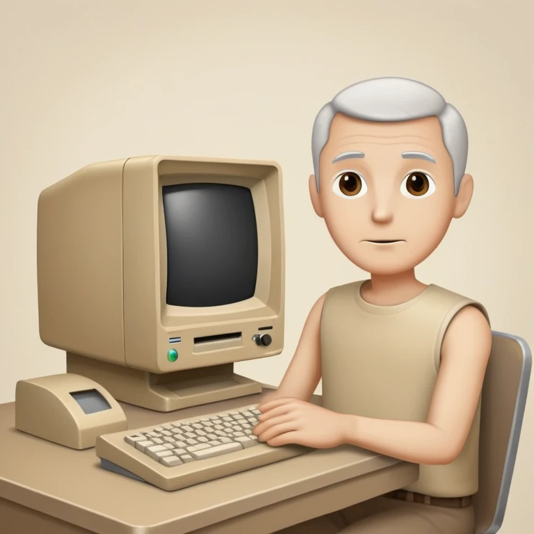 Man with a very old desktop emoji