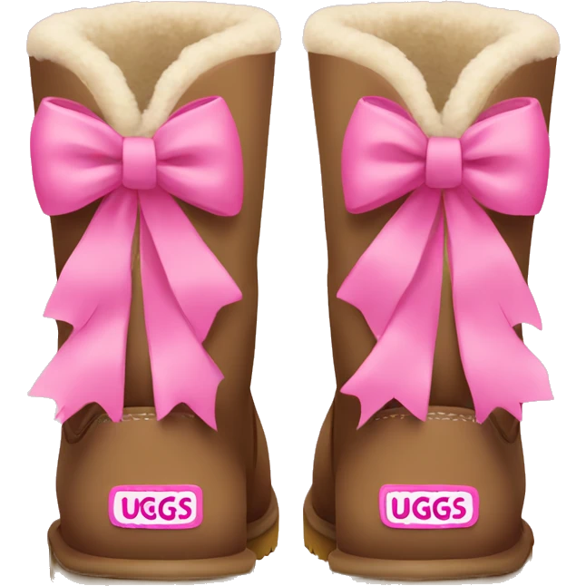 uggs with a pink bow on the back of them emoji
