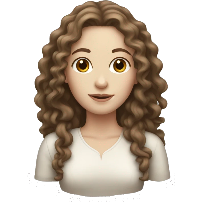 Woman with pale skin and long curly brown hair  emoji