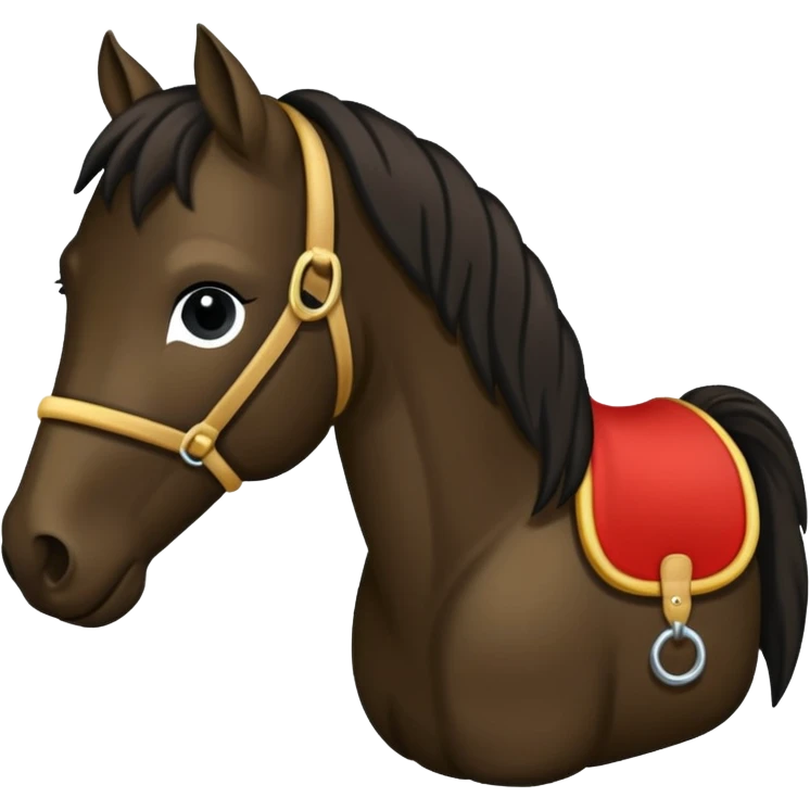 Spanisches dunkelbraunes Pferd mit langer schwarzer Mähne emoji