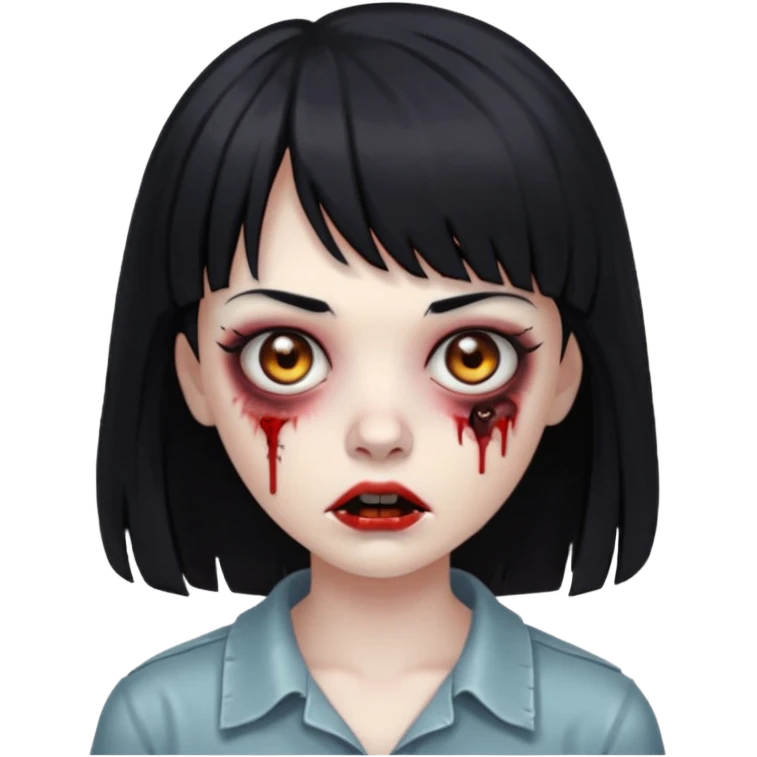 zombie feminina com cabelo preto e franja emoji