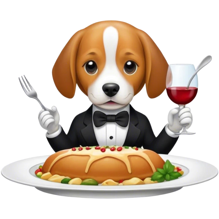 Beagle having a luxurious dinner emoji