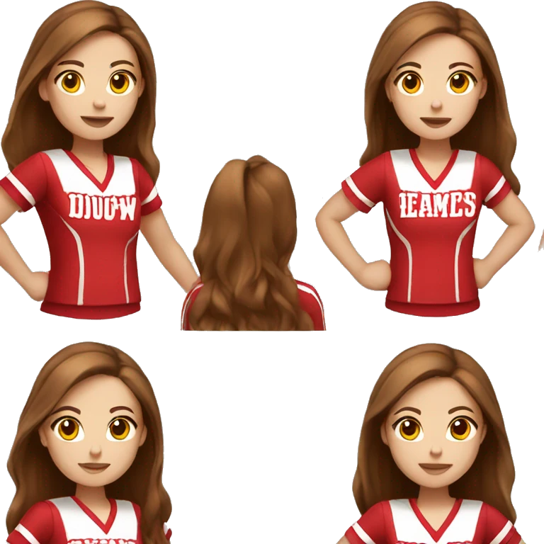 cheerleader red uniform long brown hair  emoji