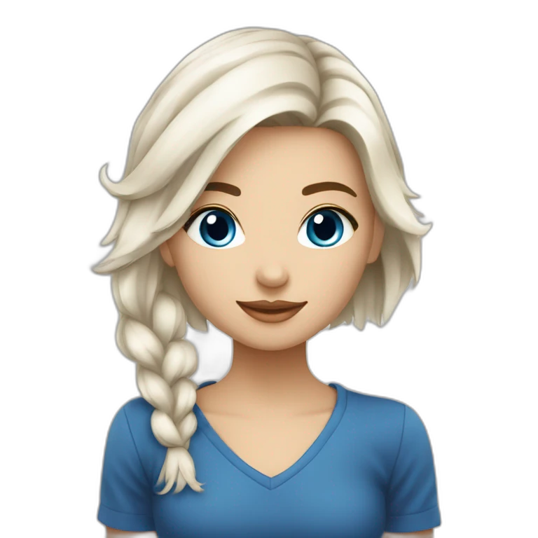 Fille blanche cheveux marron yeux bleu emoji