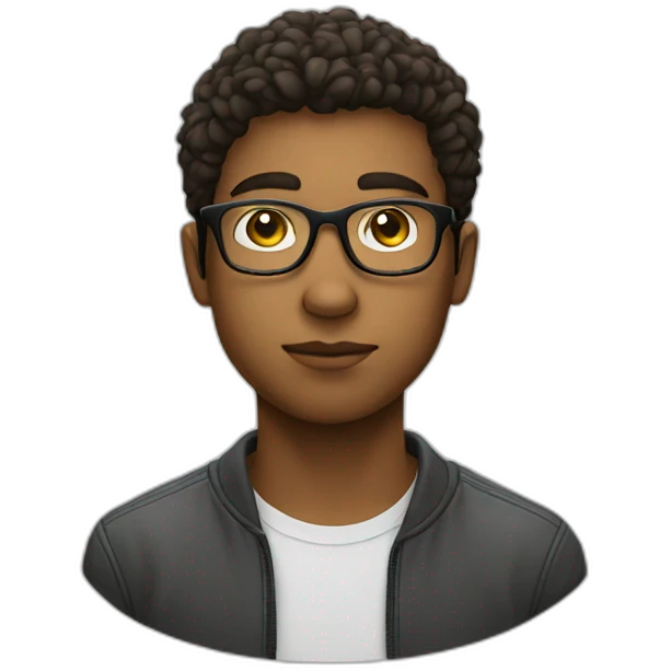 Young man wearing glasses thinking emoji