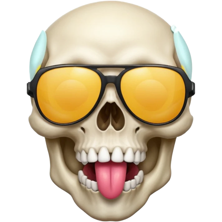 Skull wearing sunglasses and tongue sticking out emoji