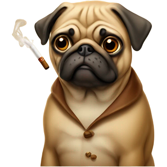 Tan pug smoking a cigar emoji