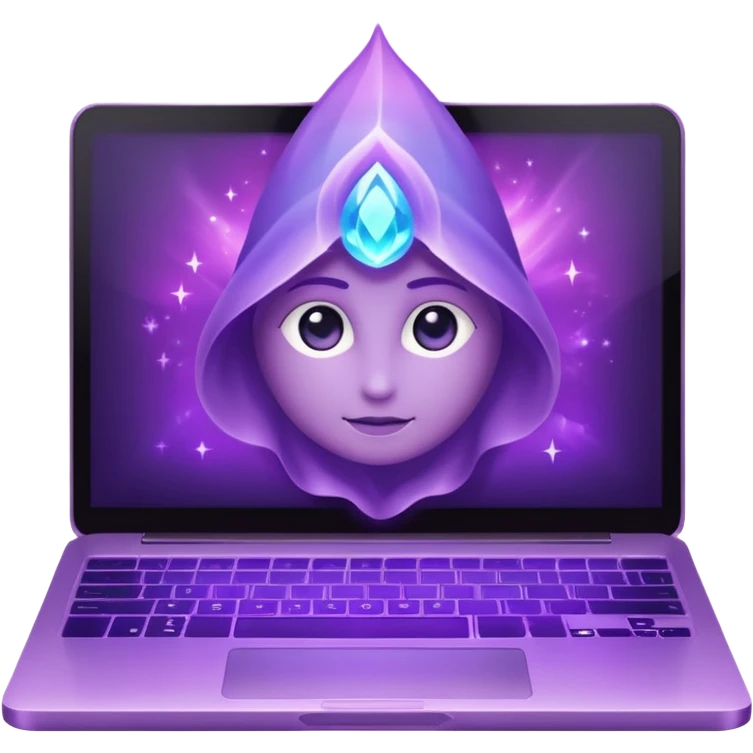 laptop with magical aura emoji