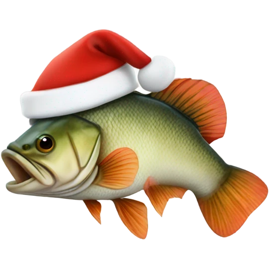 A bass with a Santa clause hat emoji