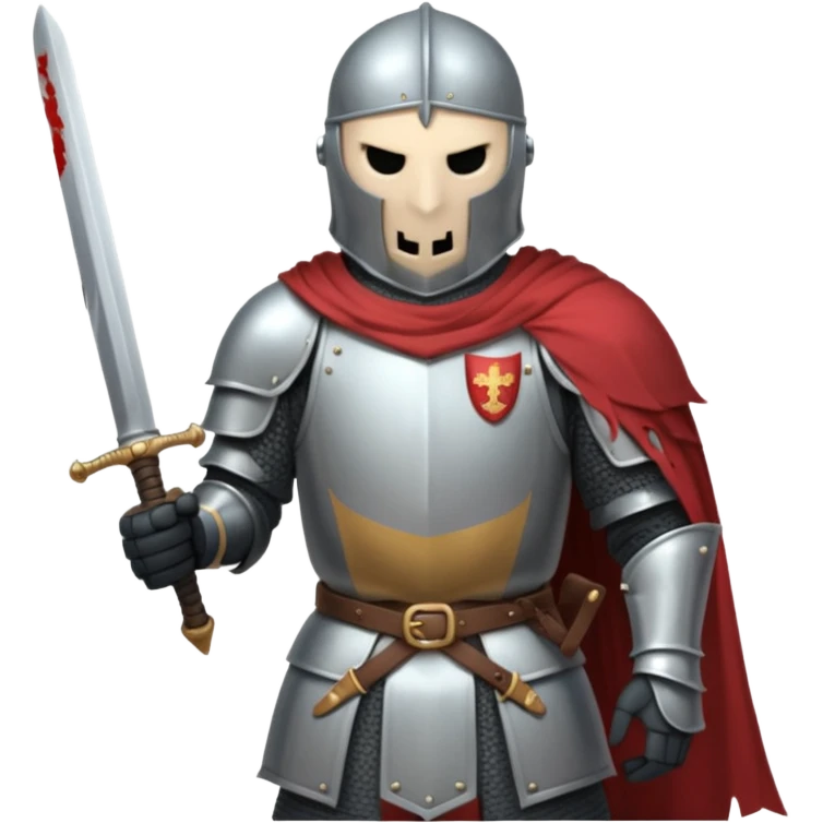 Headless Knight with Sword close up with horror look emoji