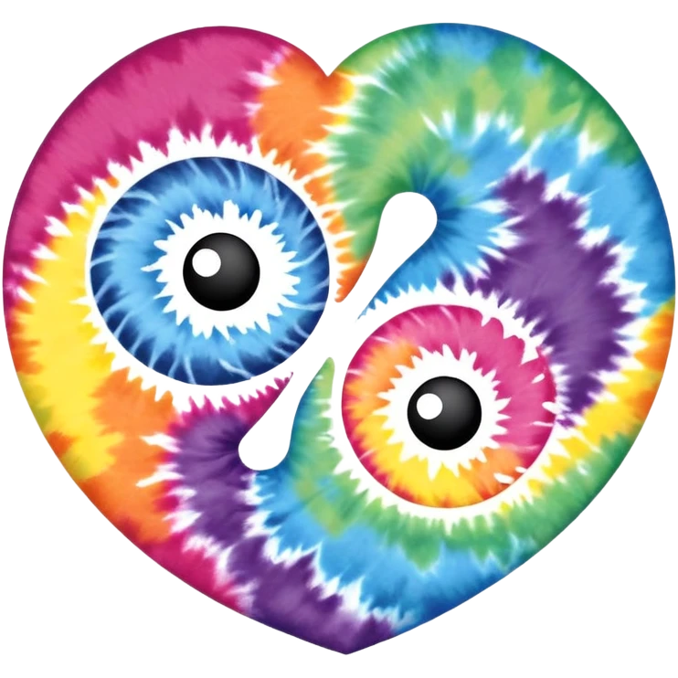 Tie dye ying yang with hearts as the opposite  emoji