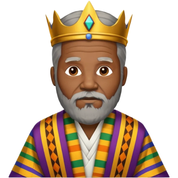 Create an emoji of an old African king with a large beard wearing kente cloth and white shirt emoji