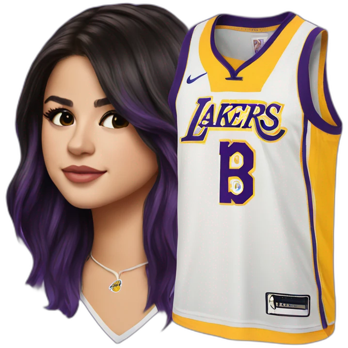 selena gomez with lakers jersey emoji