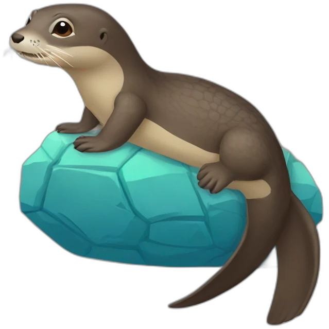 Une loutre sur une tortue emoji