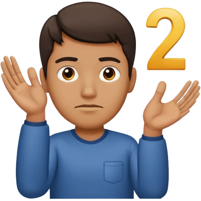 man frowning holding up numbers 6 in left hand and 7 in right hand emoji