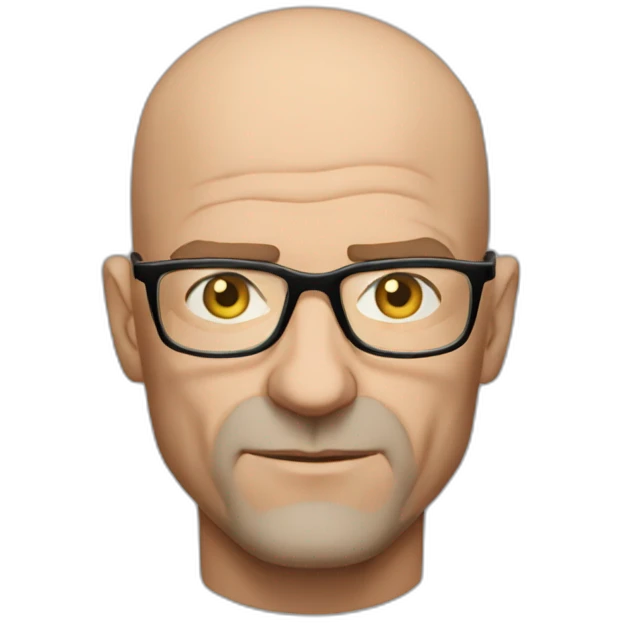handsome blueeyed bald 50 year old man wearing breaking bad glasses emoji