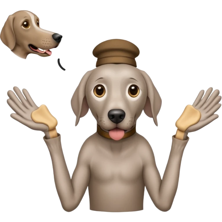 Weimaraner begging for bones like a beggar emoji