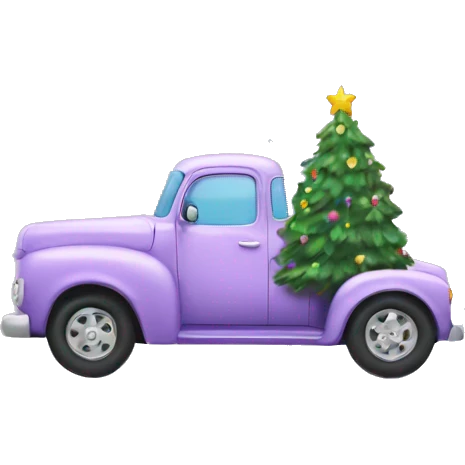 Pastel purple truck with Christmas tree emoji