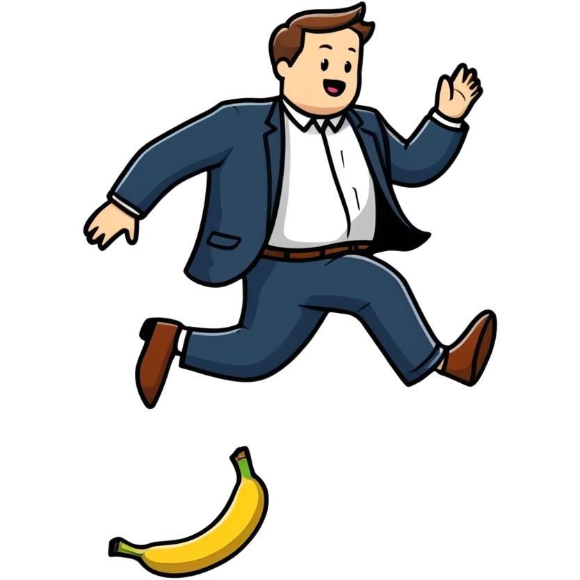 JD Vance stepping on a banana peel and falling backwards emoji